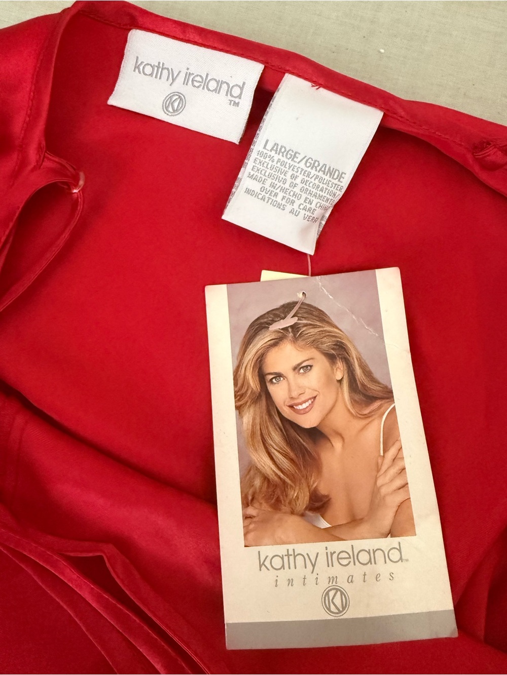 kathy ireland Red Satin Chemise with Heart Accents - Picture 13 of 15